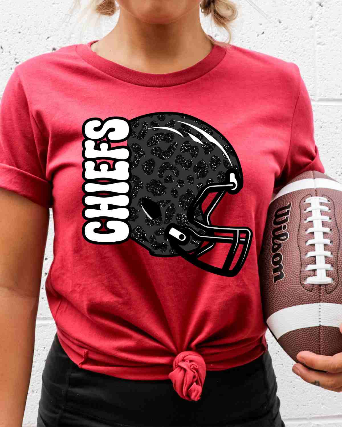 Chiefs Leopard Football Helmet DTF Transfer