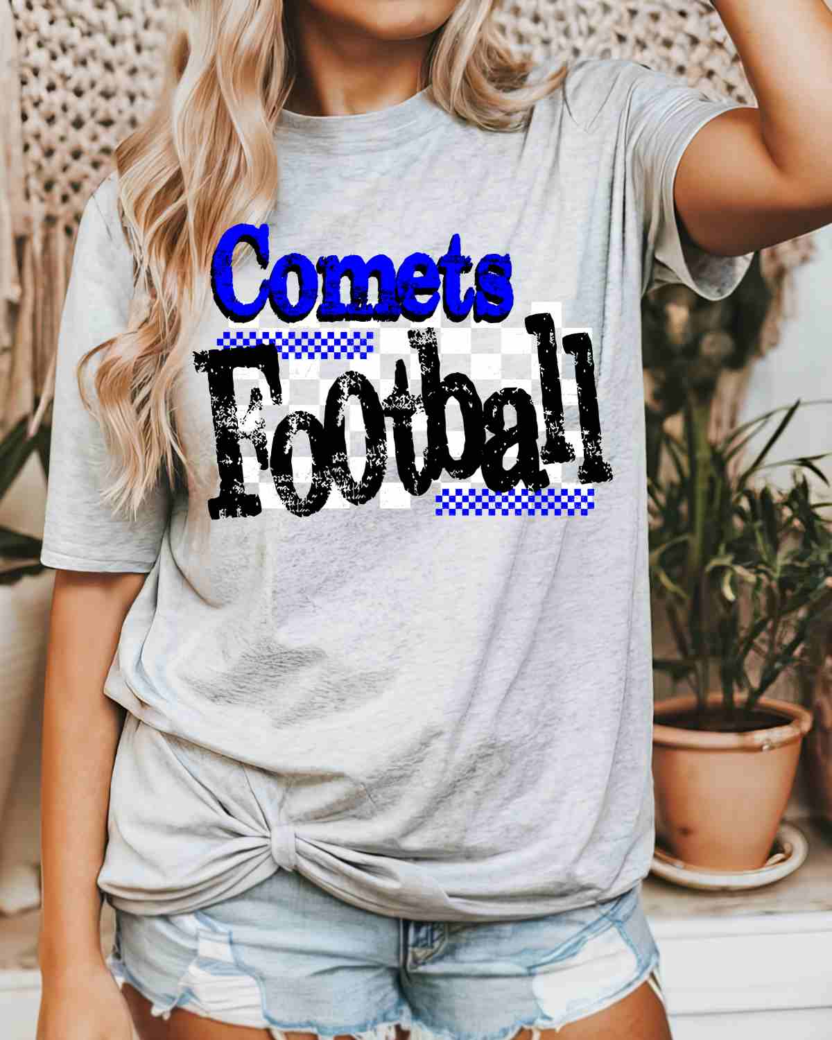 Comets Football Checkered Grunge DTF Transfer
