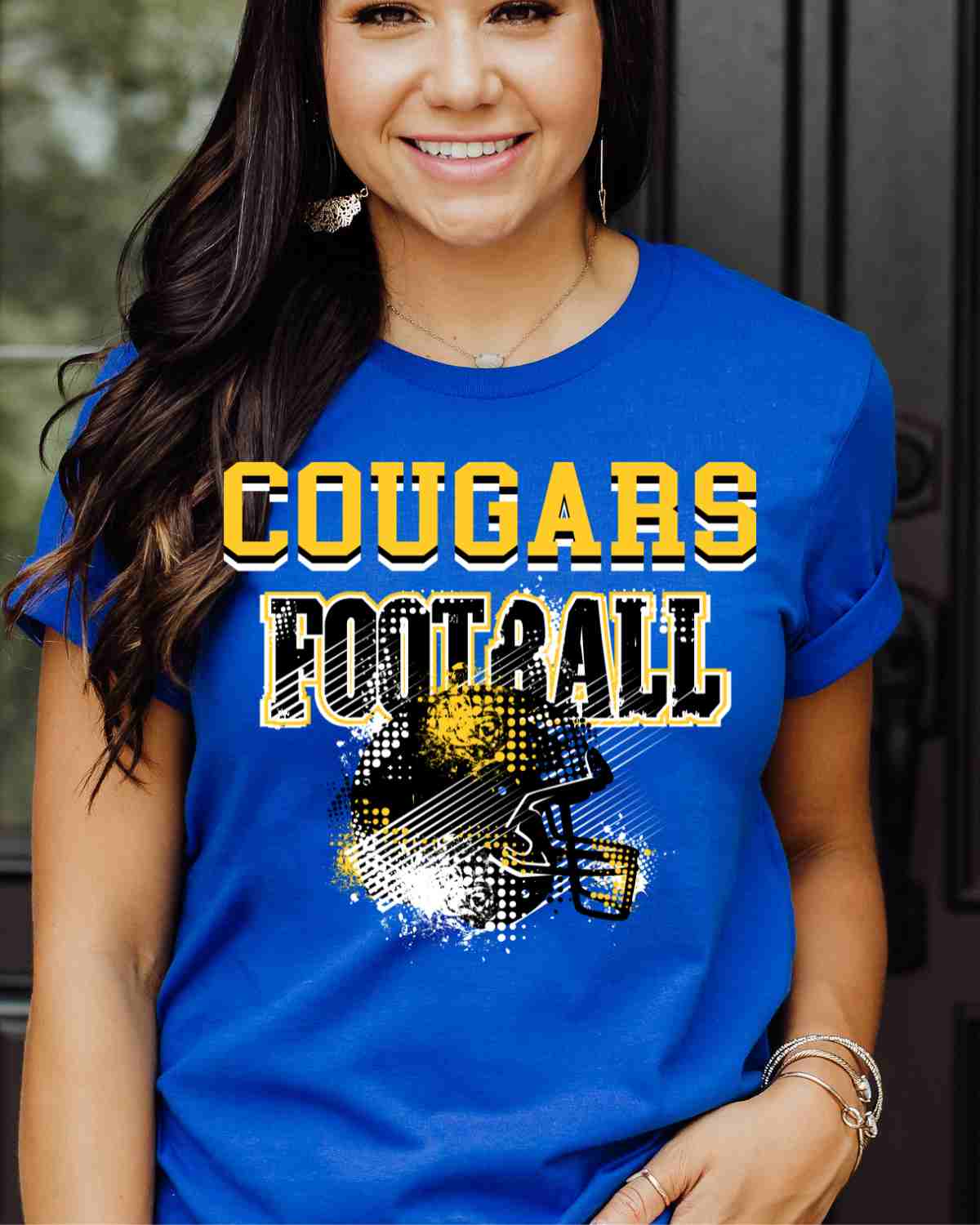 Cougars Football Grunge Helmet DTF Transfer