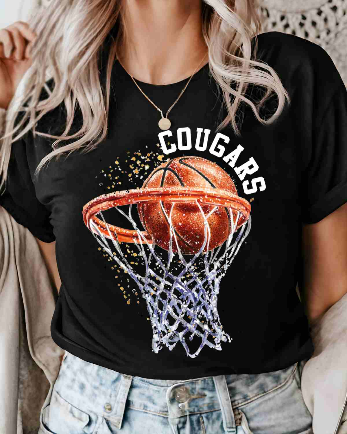 Cougars Basketball Hoop DTF Transfer