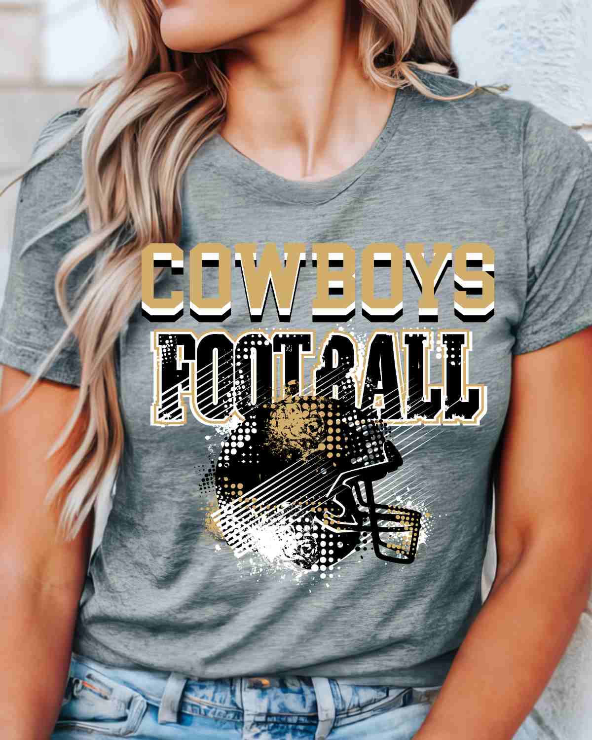 Cowboys Football Helmet Grunge DTF Transfer