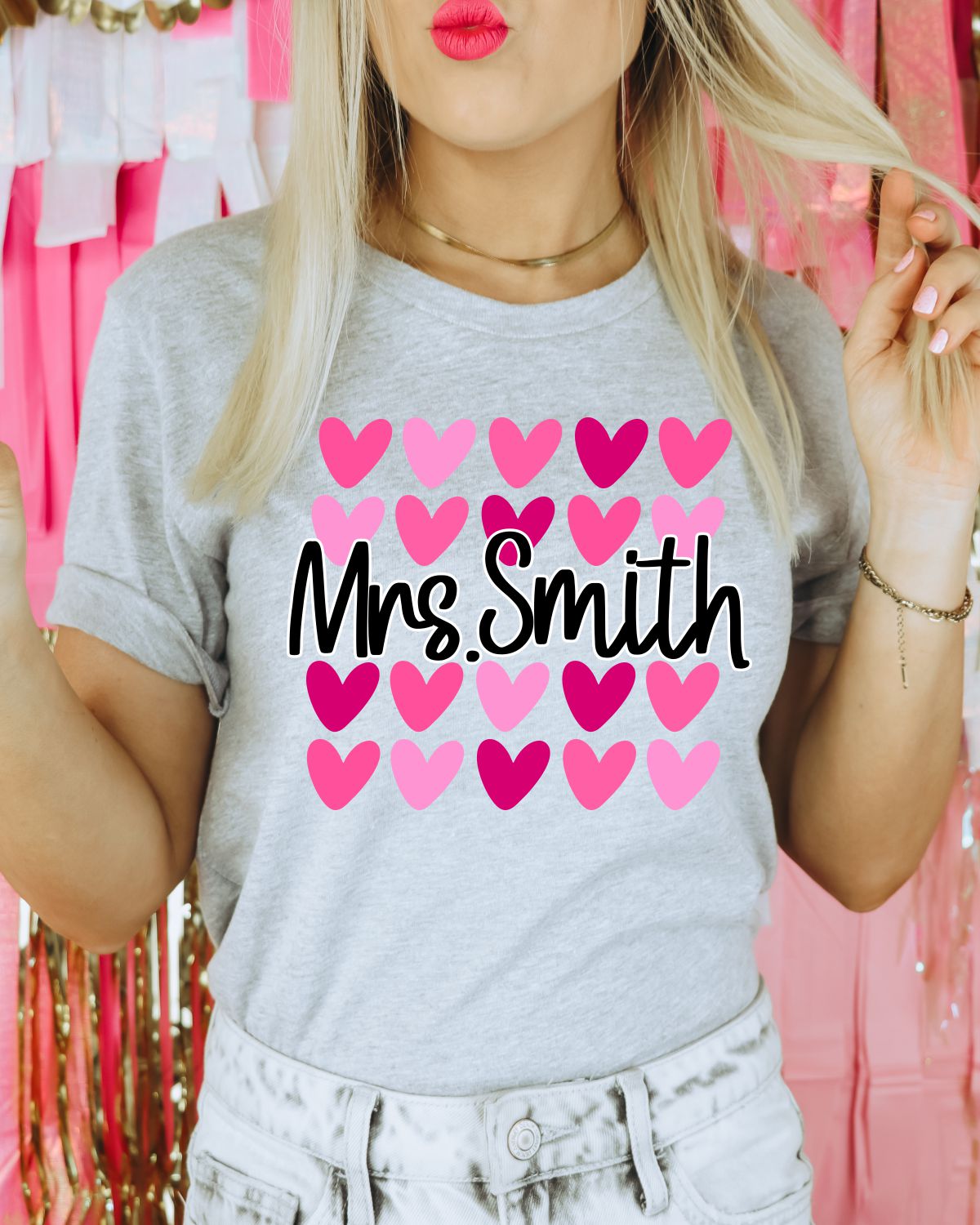 Custom Name Valentine Hearts DTF Transfer