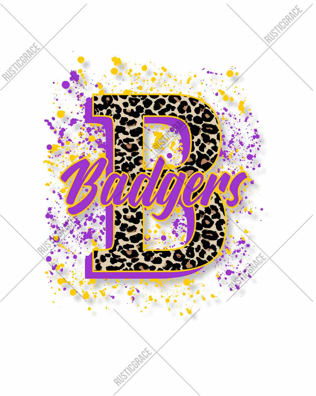 Badgers Letter Splatter DTF Transfer