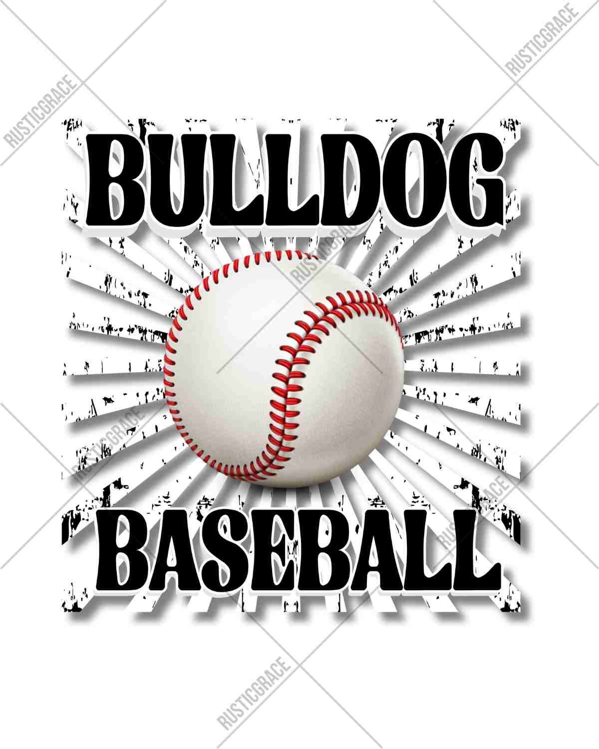 Bulldog Baseball Starburst Retro DTF Transfer