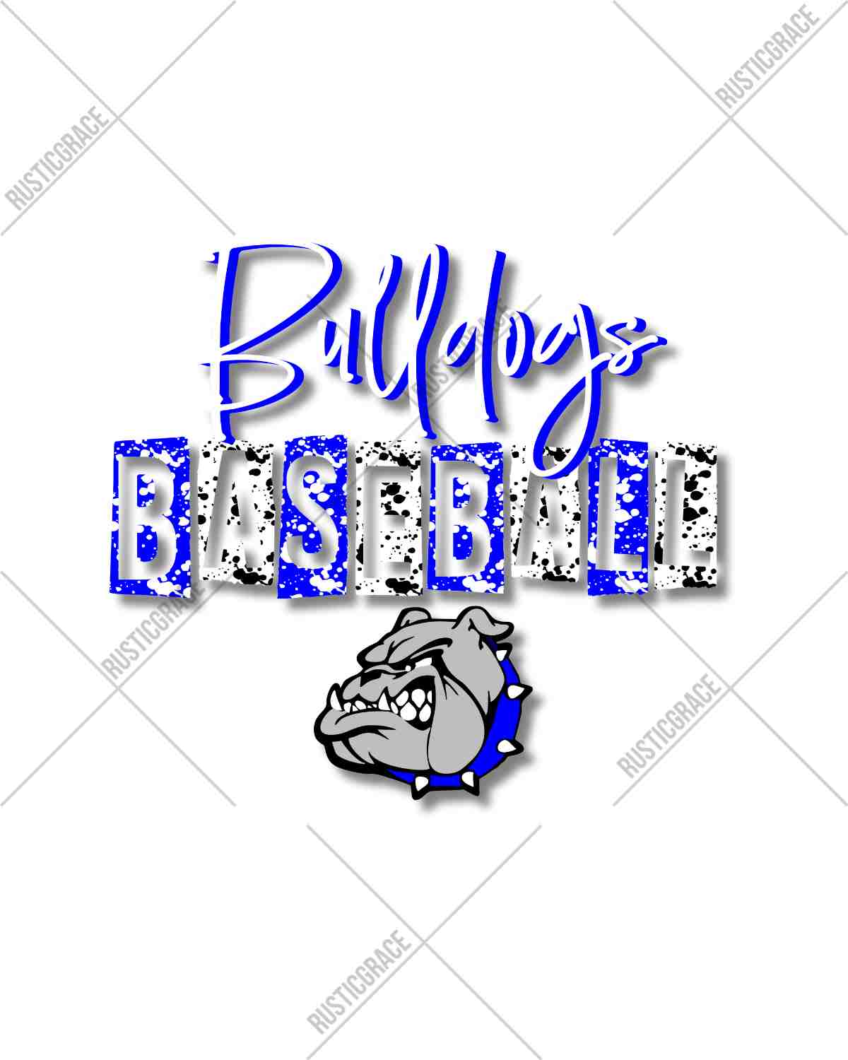 Bulldogs Baseball Grunge Lettering DTF Transfer