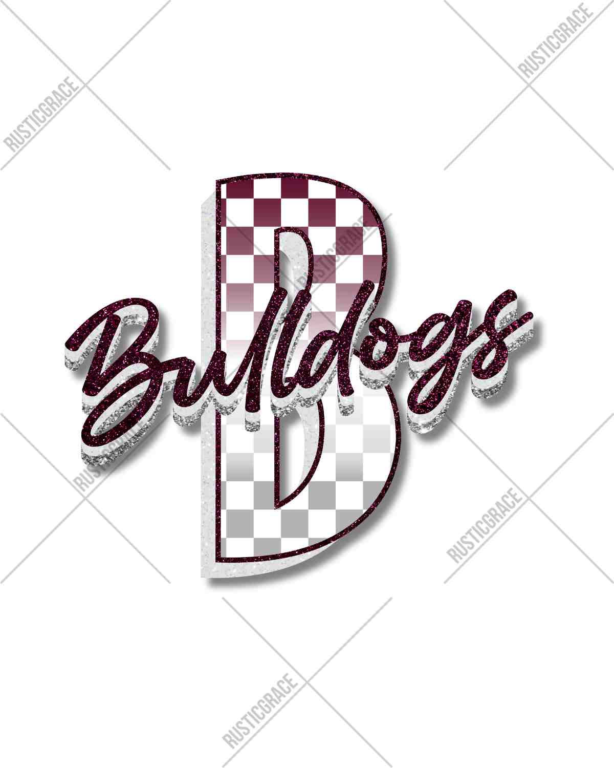 Bulldogs Checkered Letter DTF Transfer