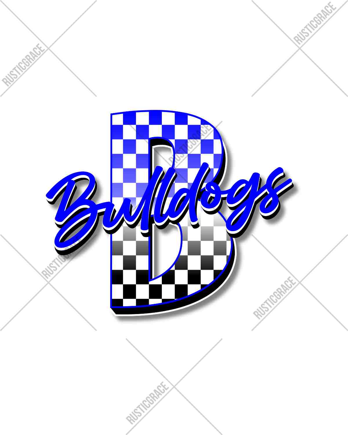 Bulldogs Checkered Letter DTF Transfer