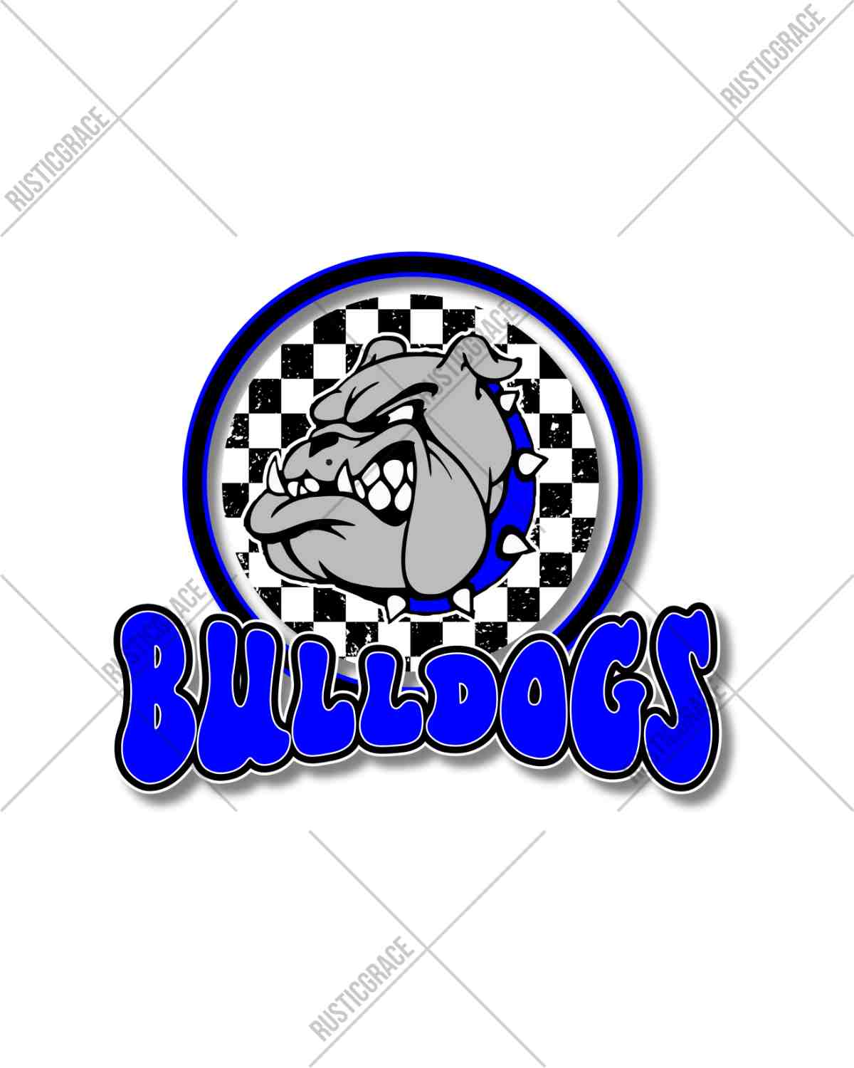 Bulldogs Checkered Mascot Circle DTF Transfer