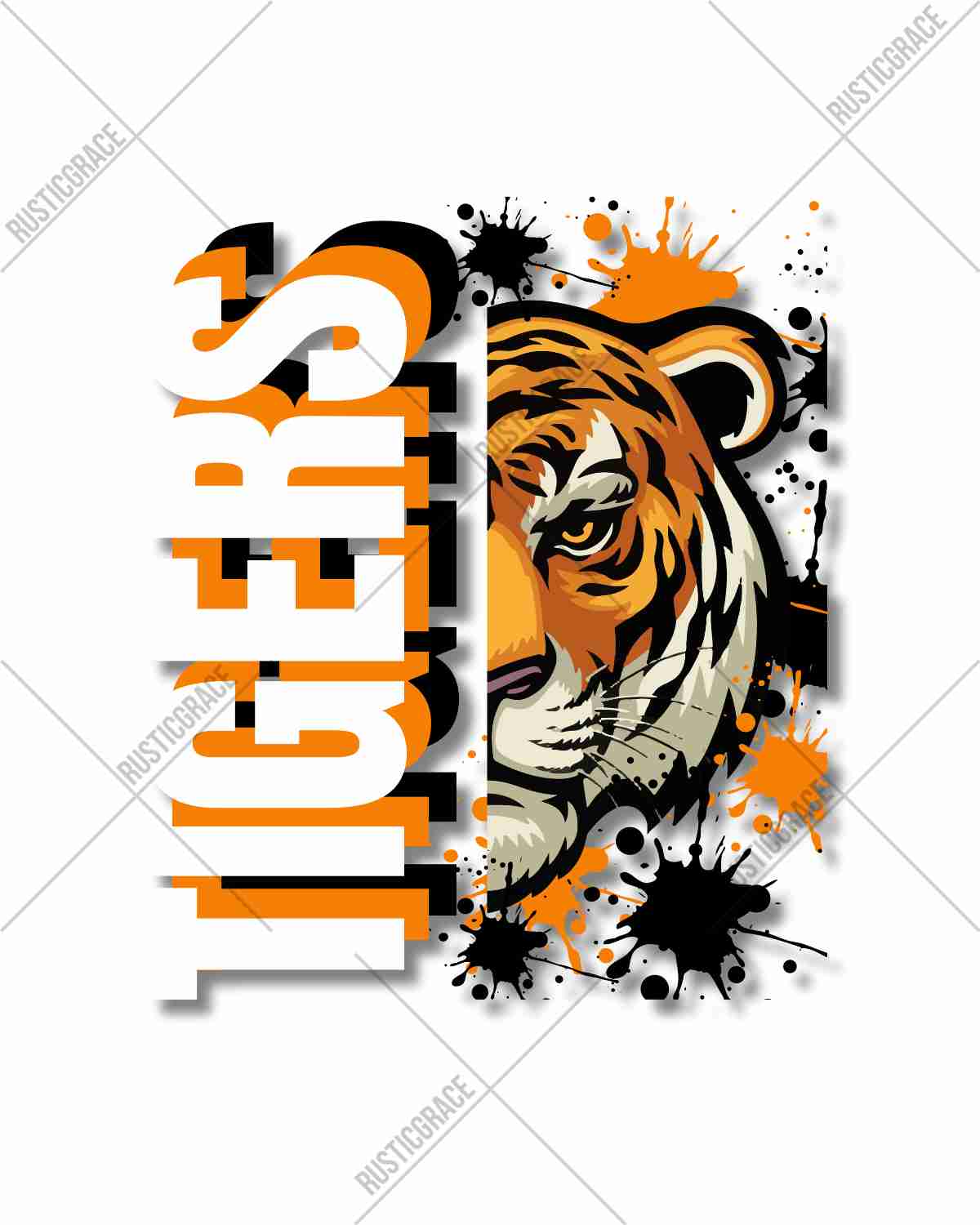 Tigers Split Logo Splatter DTF Transfer
