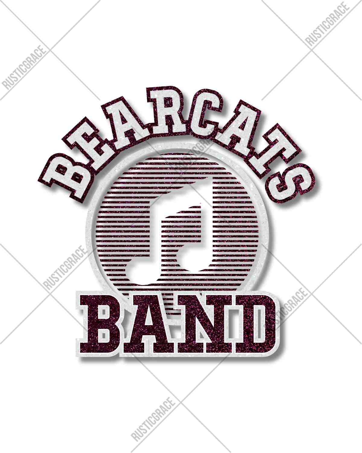 Bearcats Band Music Note Striped DTF Transfer