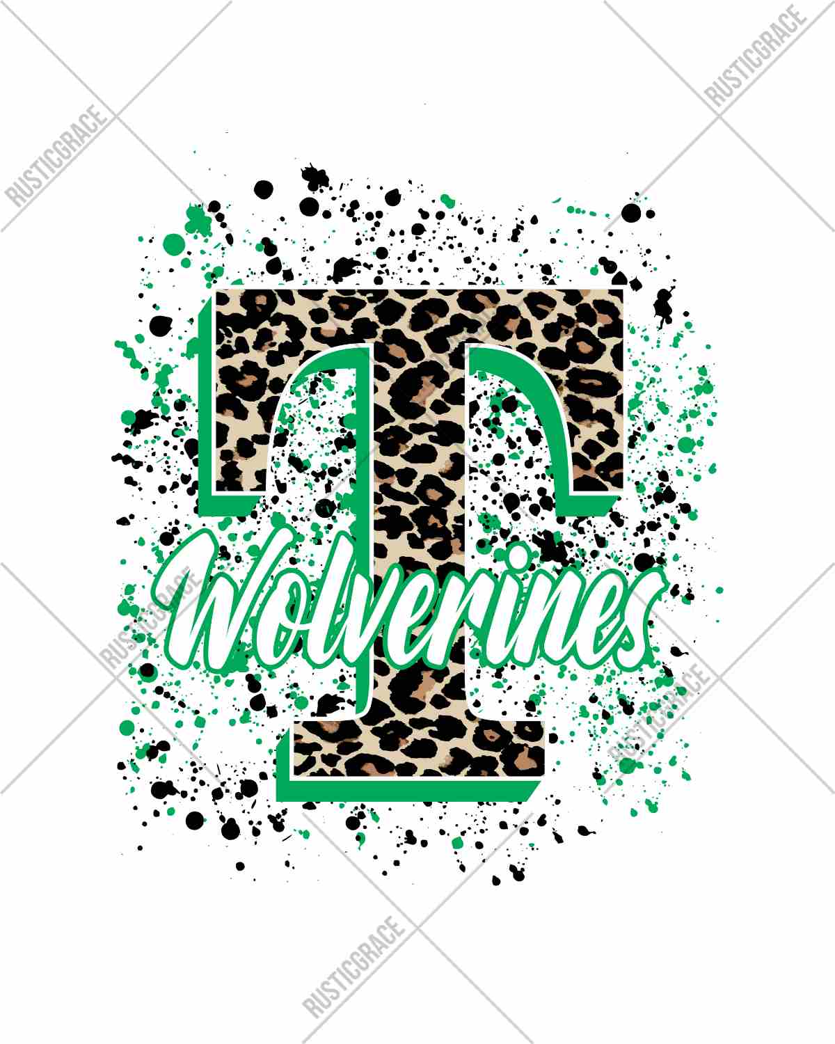 Texico Wolverines Letter Splatter DTF Transfer