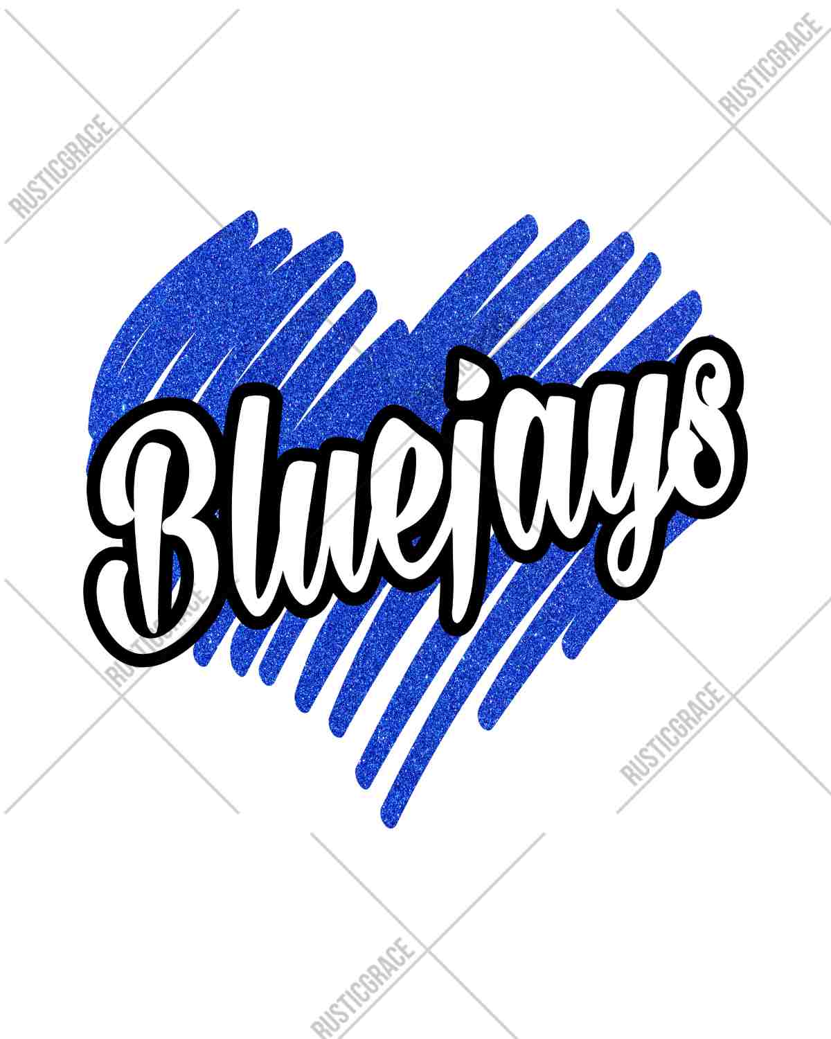 Bluejays Scribble Heart DTF Transfer