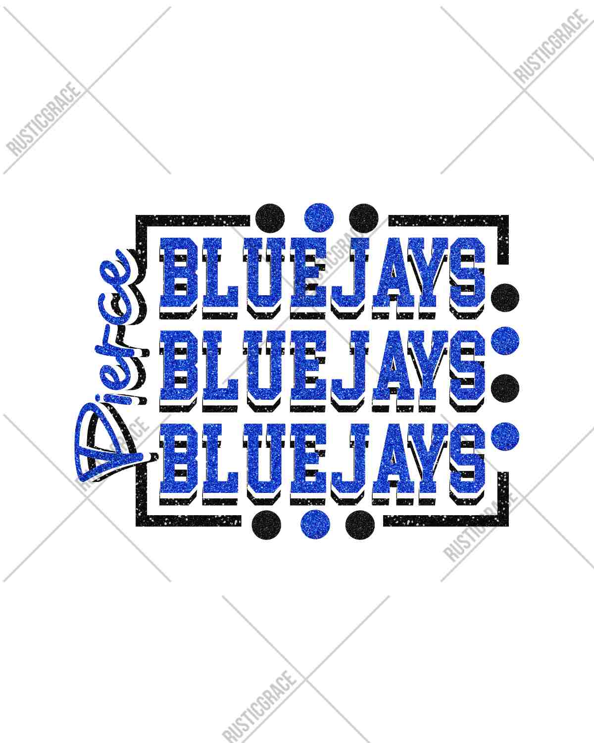 Pierce Bluejays Rectangle with Dots Transfer