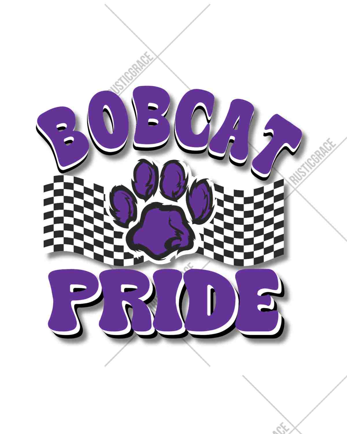 Bobcats Pride Checkered Banner DTF Transfer