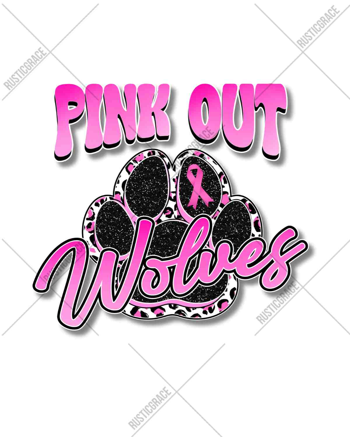 Pink Out Wolves Paw Print DTF Transfer
