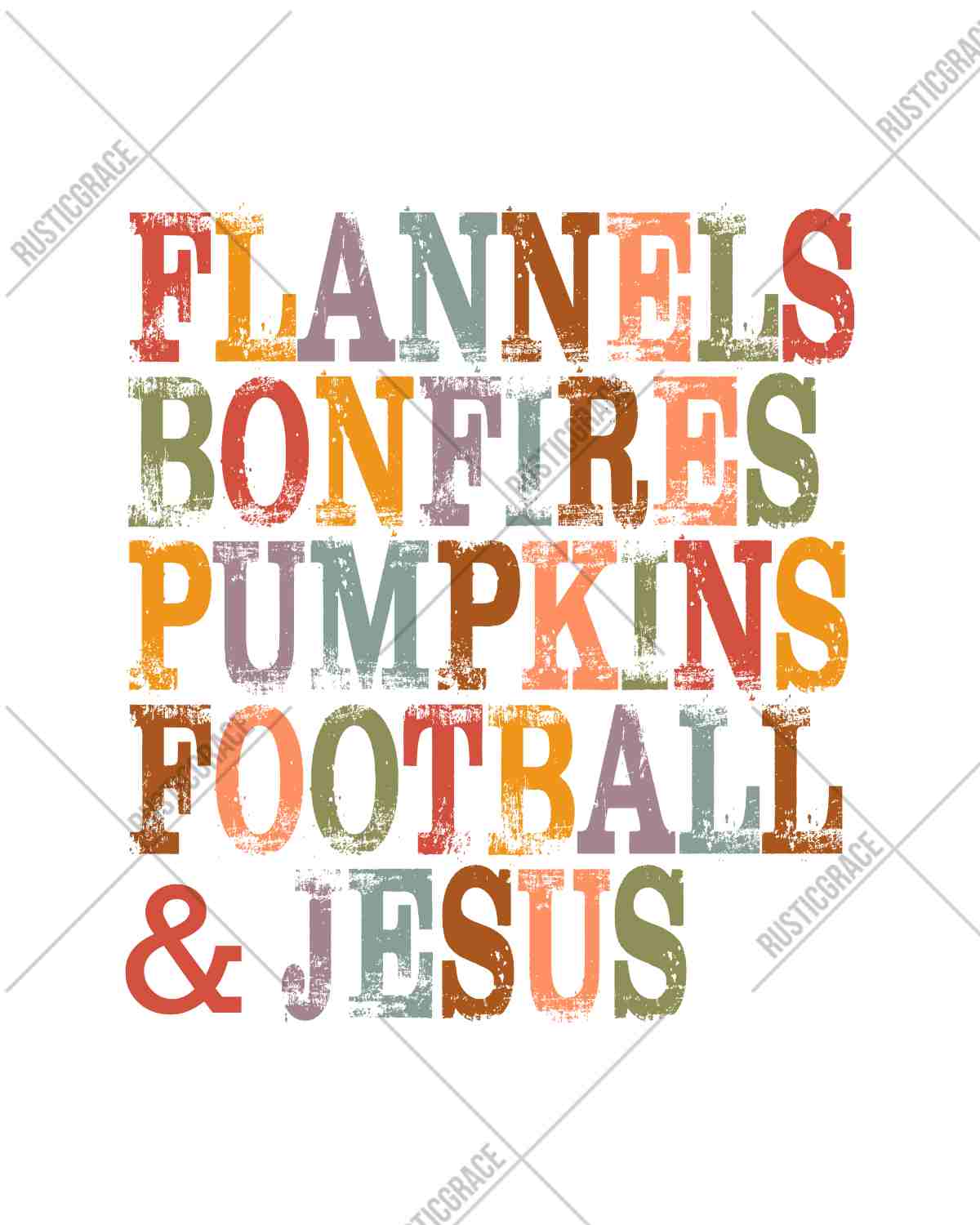 Flannels Bonfires Pumpkins Football & Jesus DTF Transfer