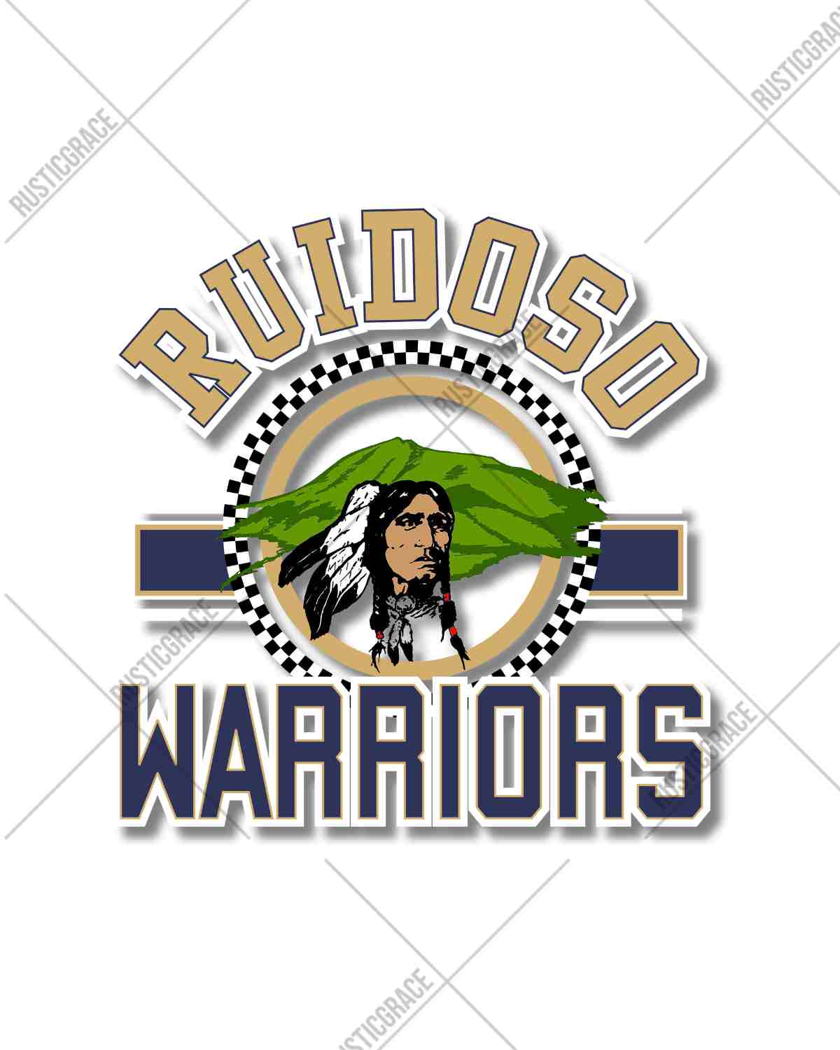 Ruidoso Warriors Checkered Logo DTF Transfer