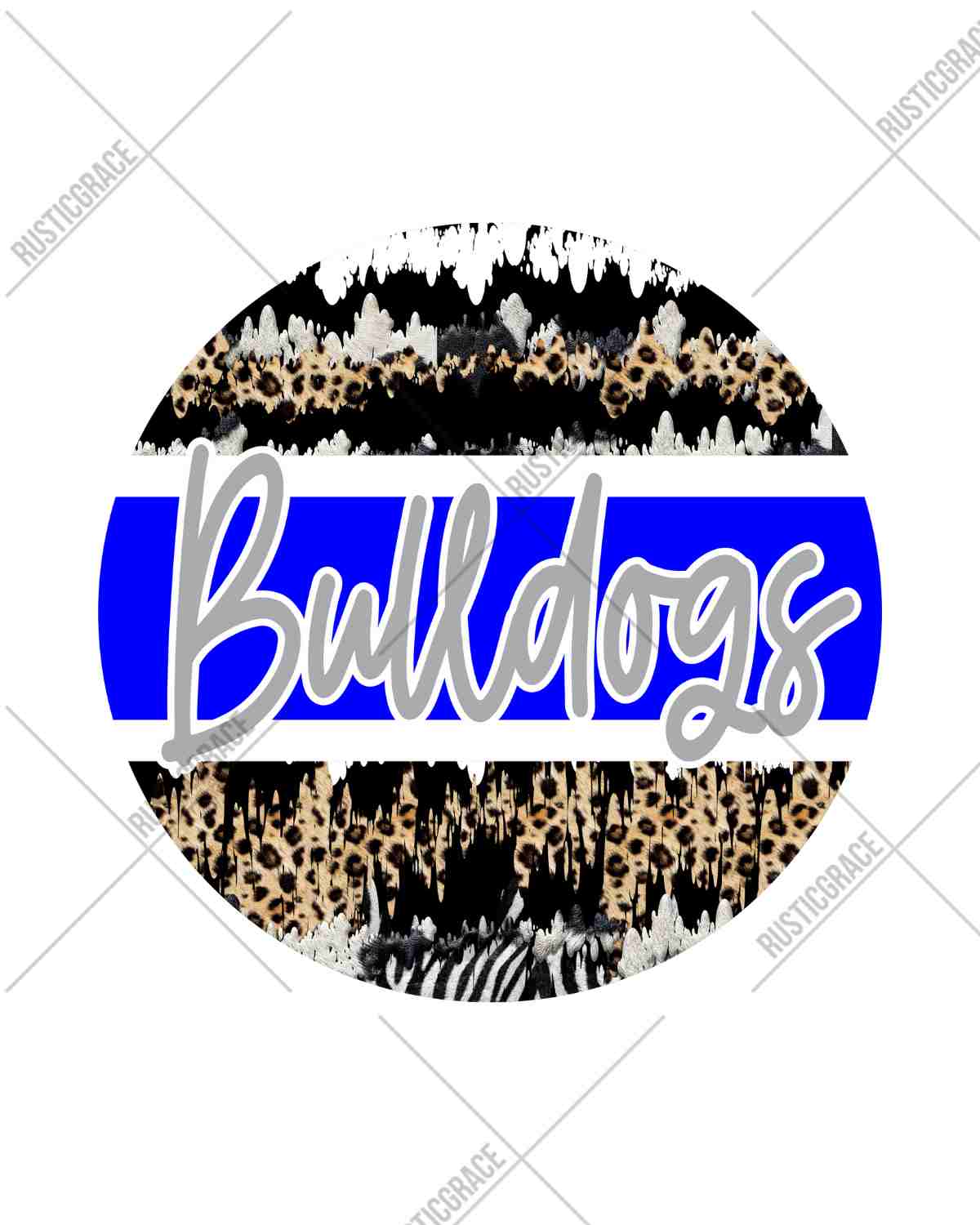 Bulldogs Leopard Grunge Circle DTF Transfer