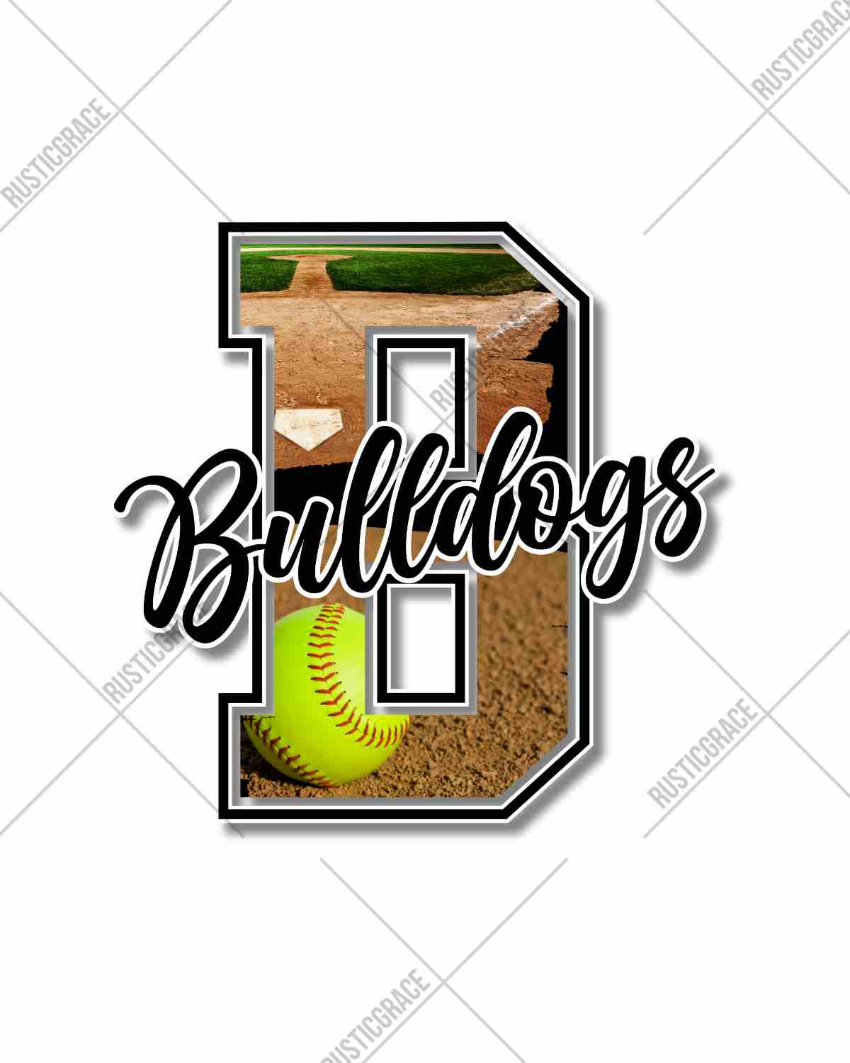 Bulldogs Softball Photo Letter DTF Transfer