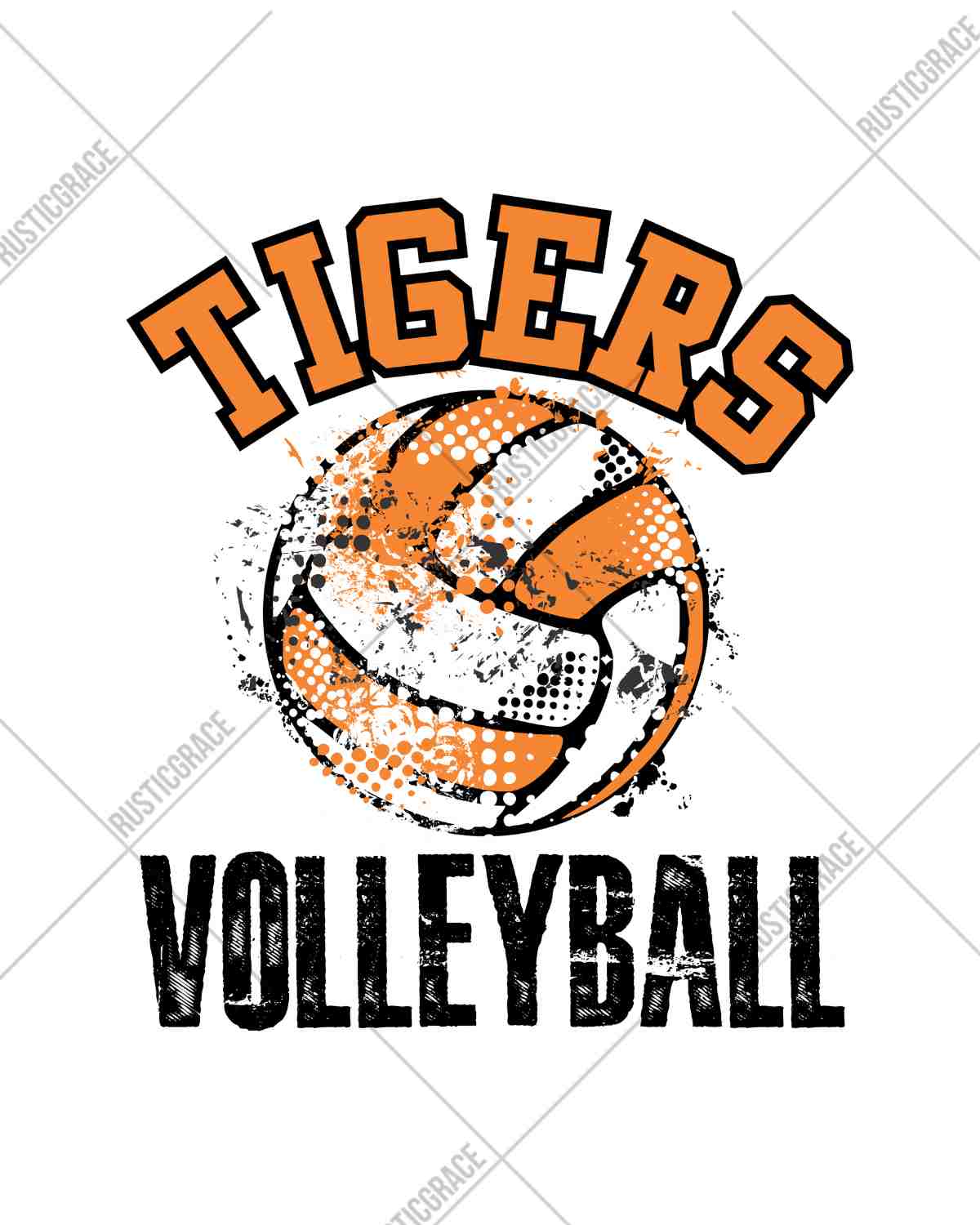 Tigers Volleyball Grunge DTF Transfer