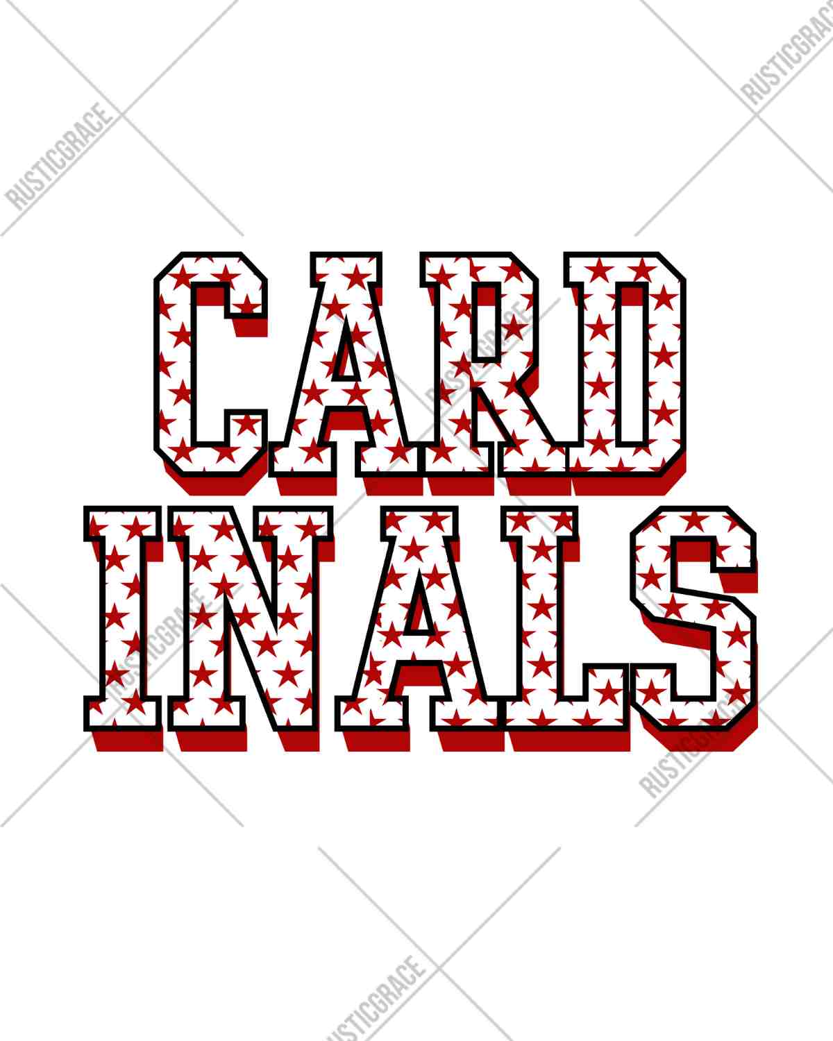 Cardinals Star Pattern DTF Transfer