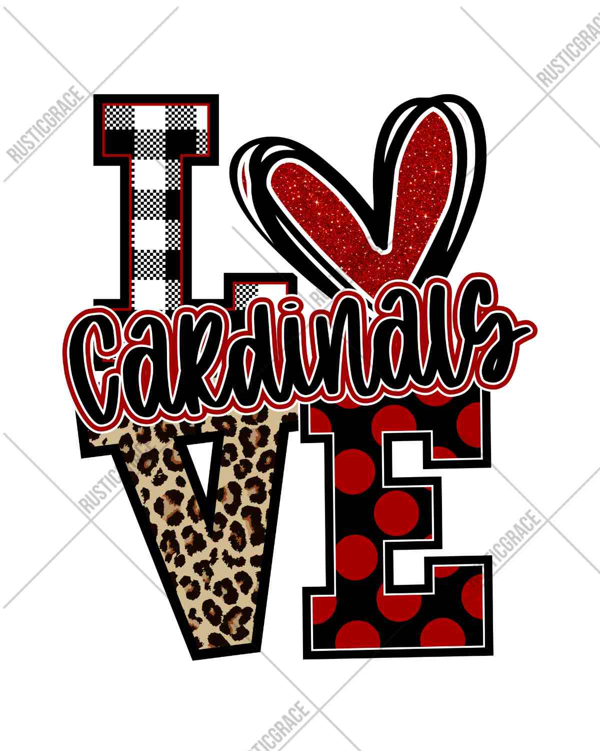 Love Cardinals Leopard V DTF Transfer