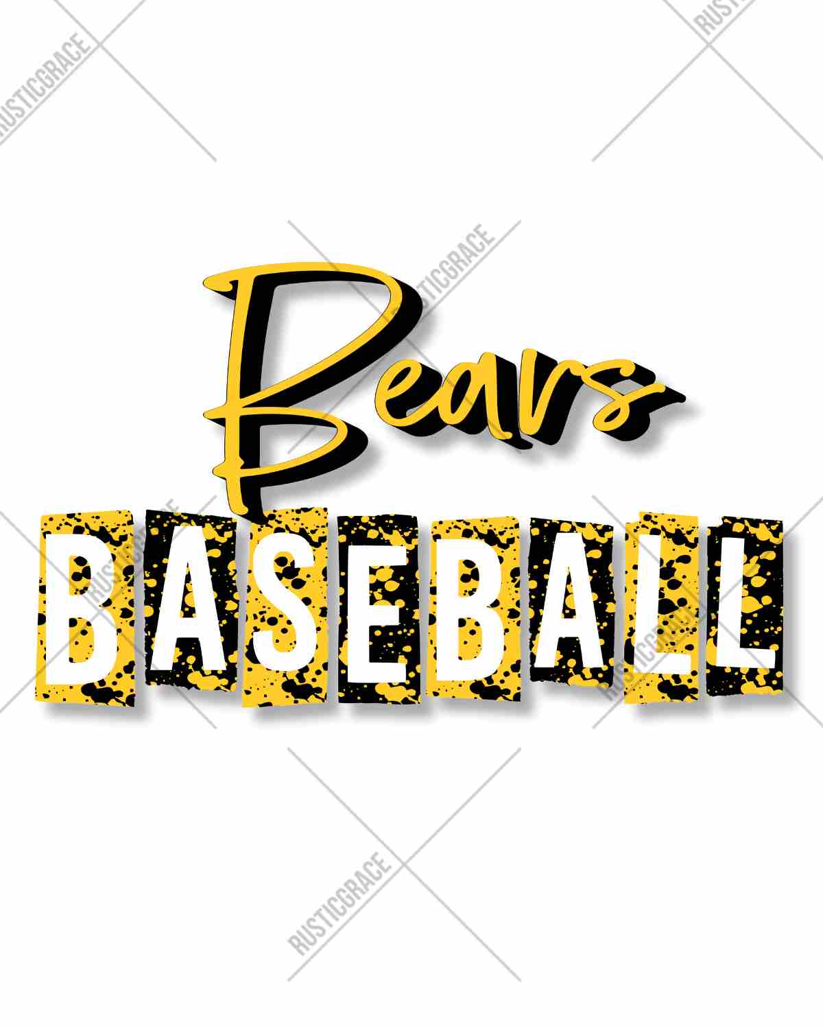 Bears Baseball Grunge Lettering DTF Transfer