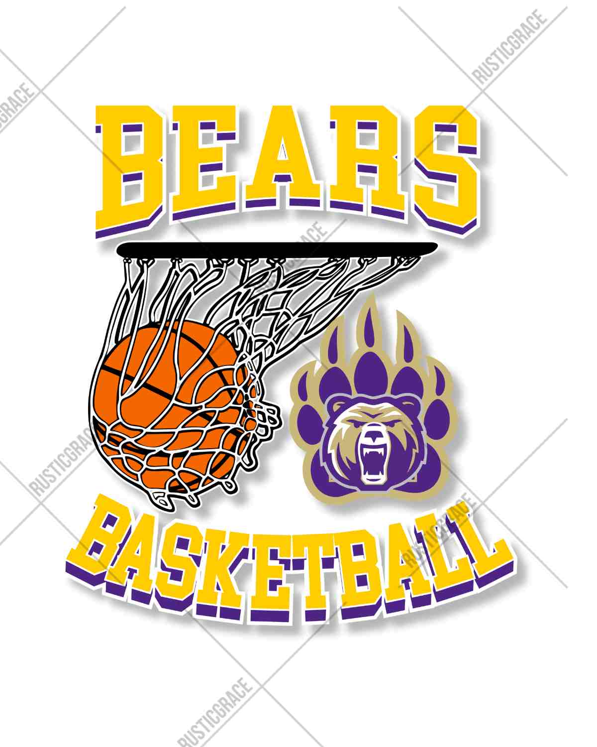 Bears Basketball Hoop & Net DTF Transfer