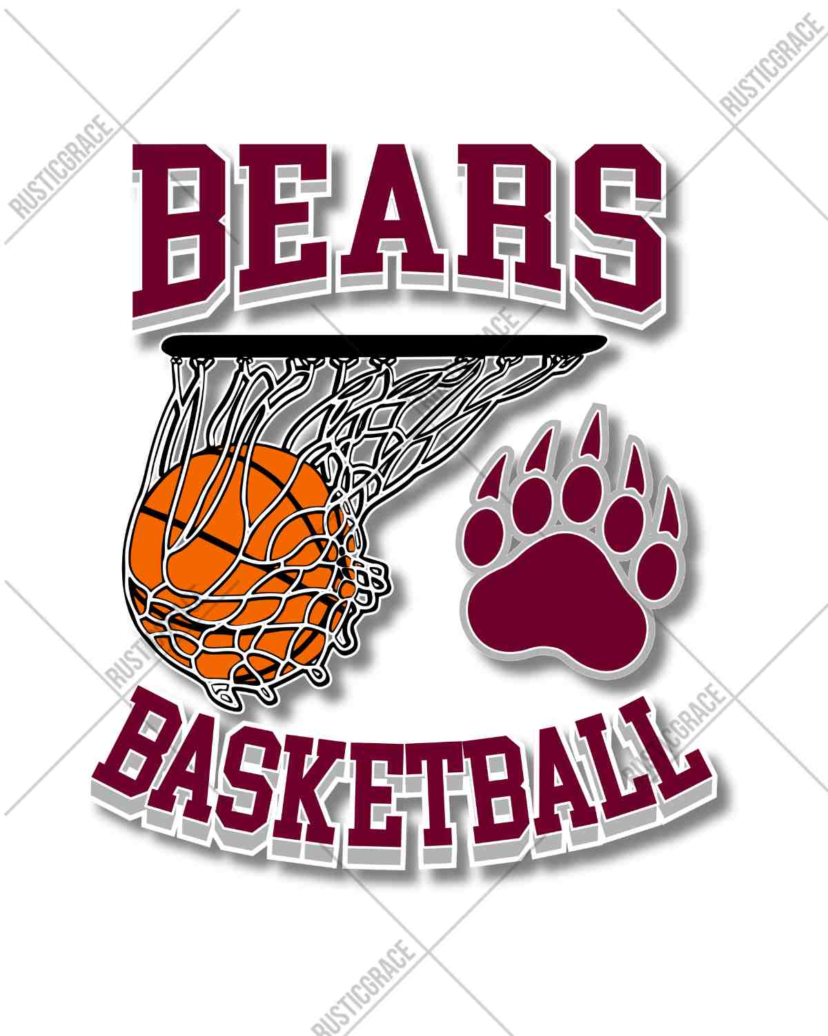 Bears Basketball Hoop & Net DTF Transfer