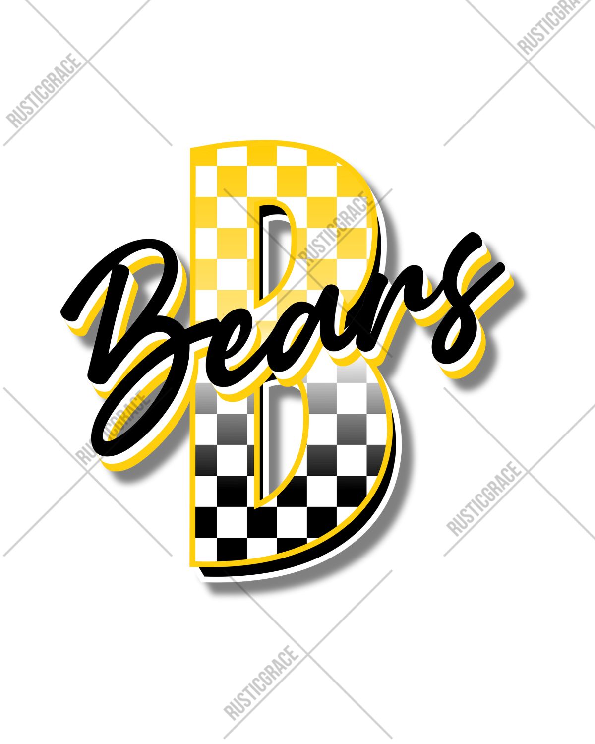 Bears Checkered Letter DTF Transfer