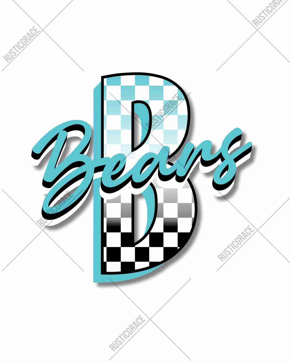 Bears Checkered Letter DTF Transfer