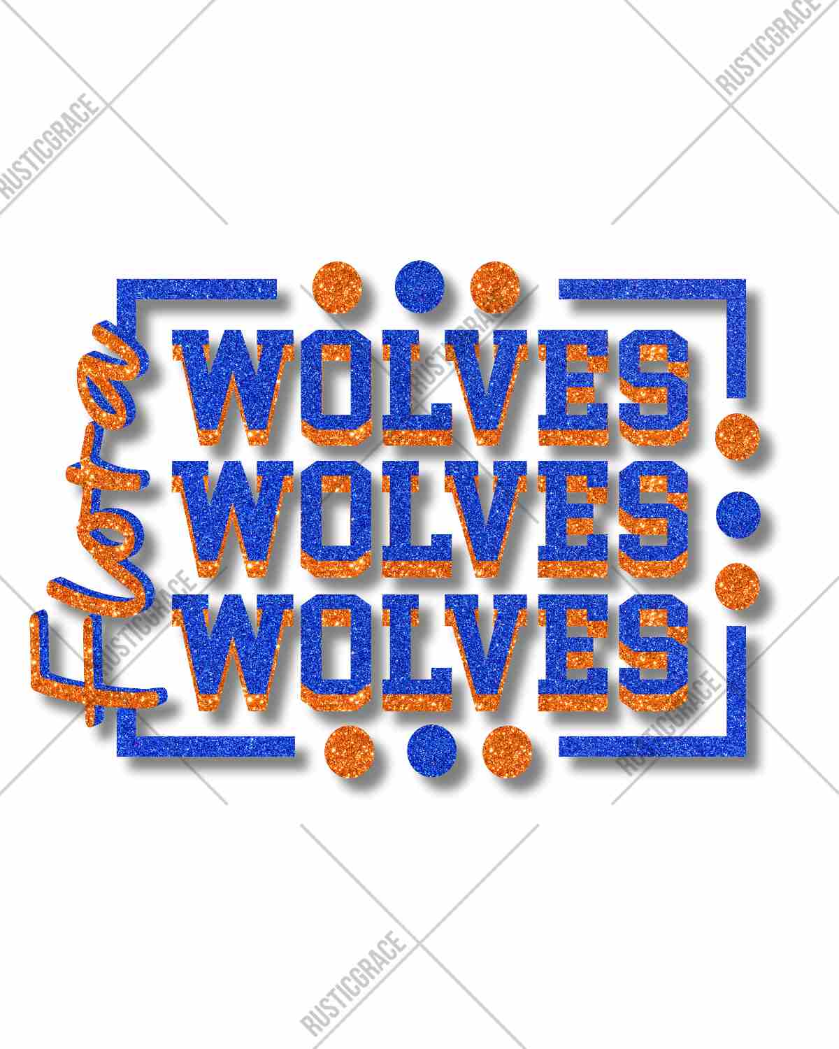 Flora Wolves Rectangle with Dots DTF Transfer