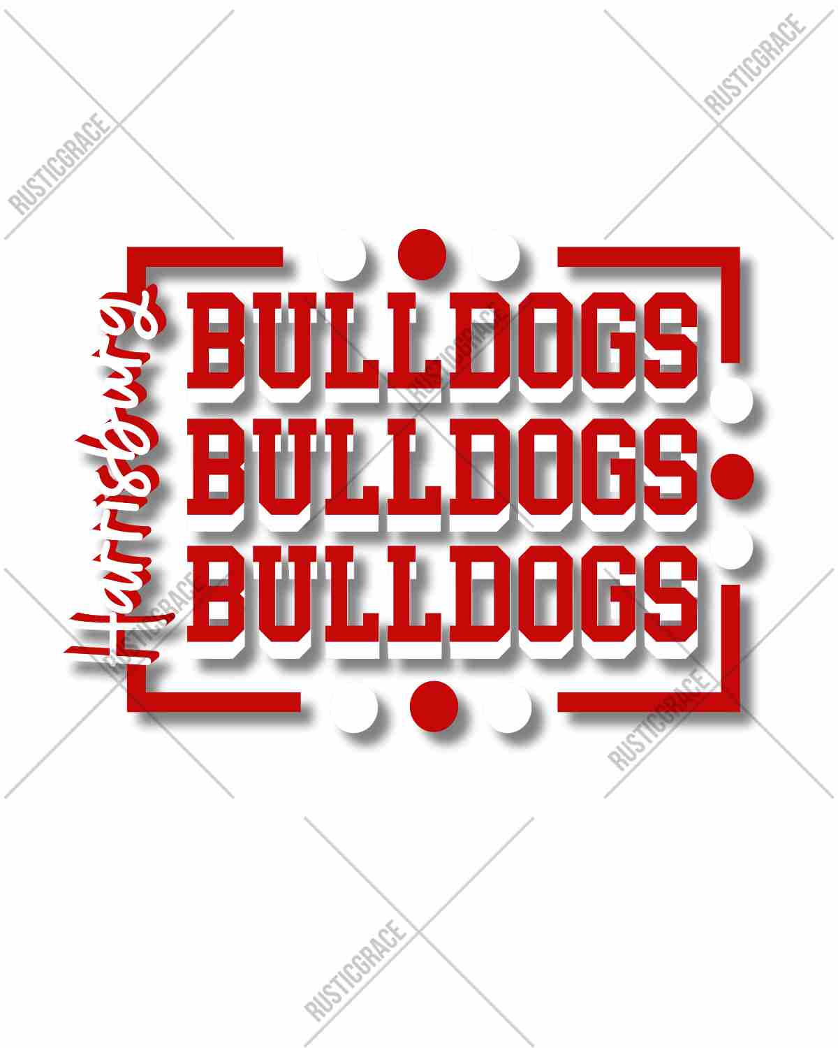 Harrisburg Bulldogs Rectangle with Dots DTF Transfer