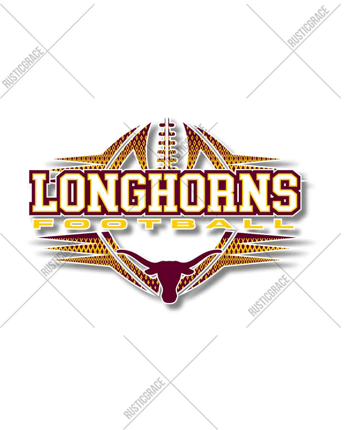 Longhorns Football Halftone DTF Transfer