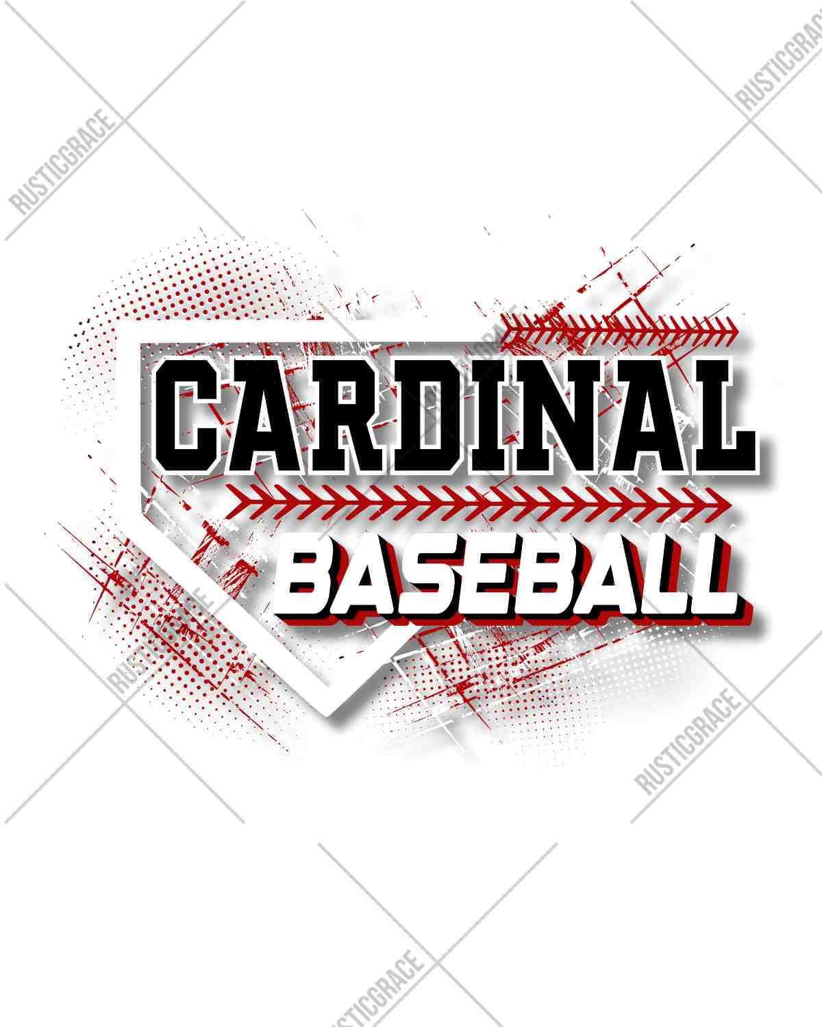 Cardinal Baseball Grunge Plate DTF Transfer