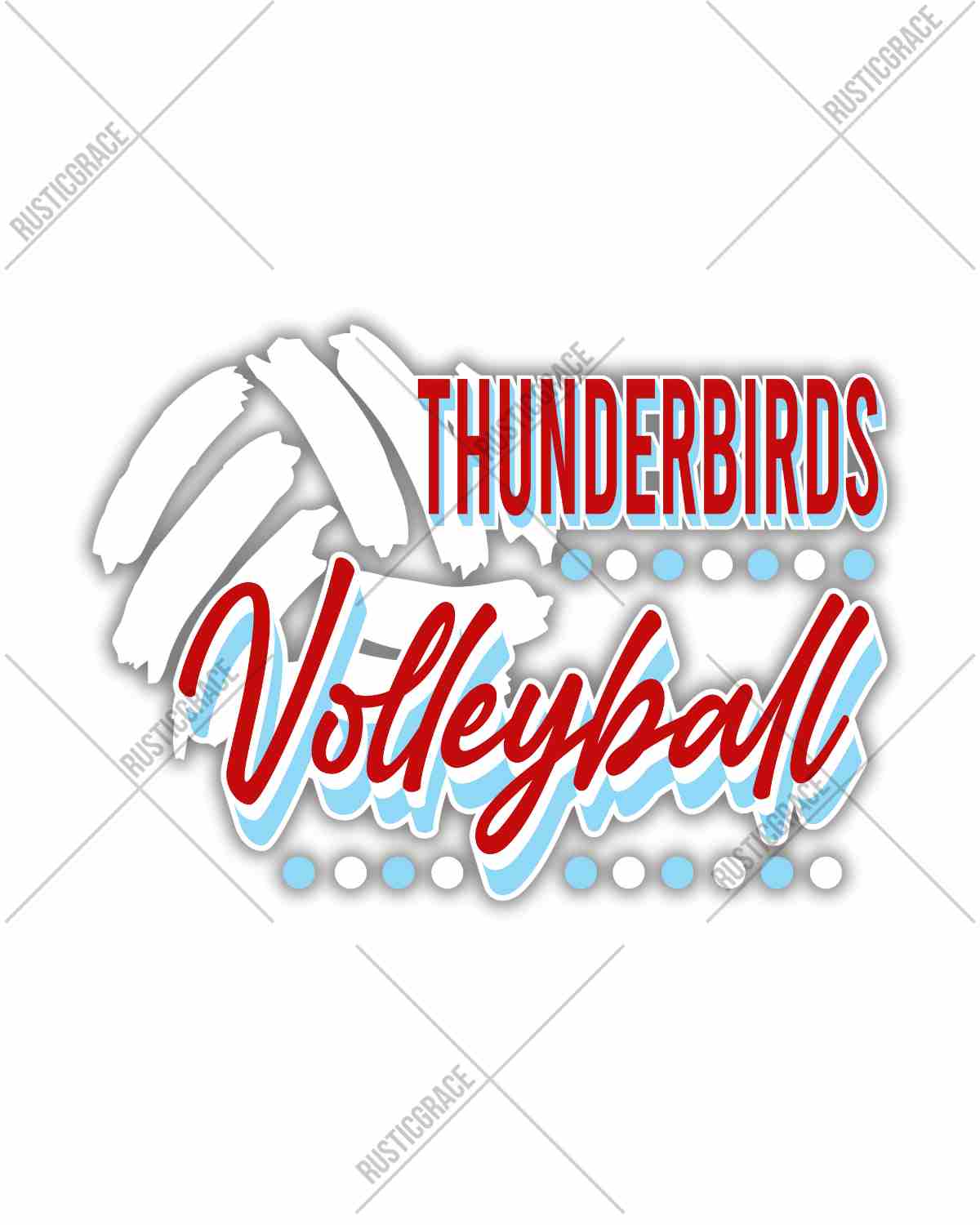 Thunderbirds Volleyball with Dots DTF Transfer
