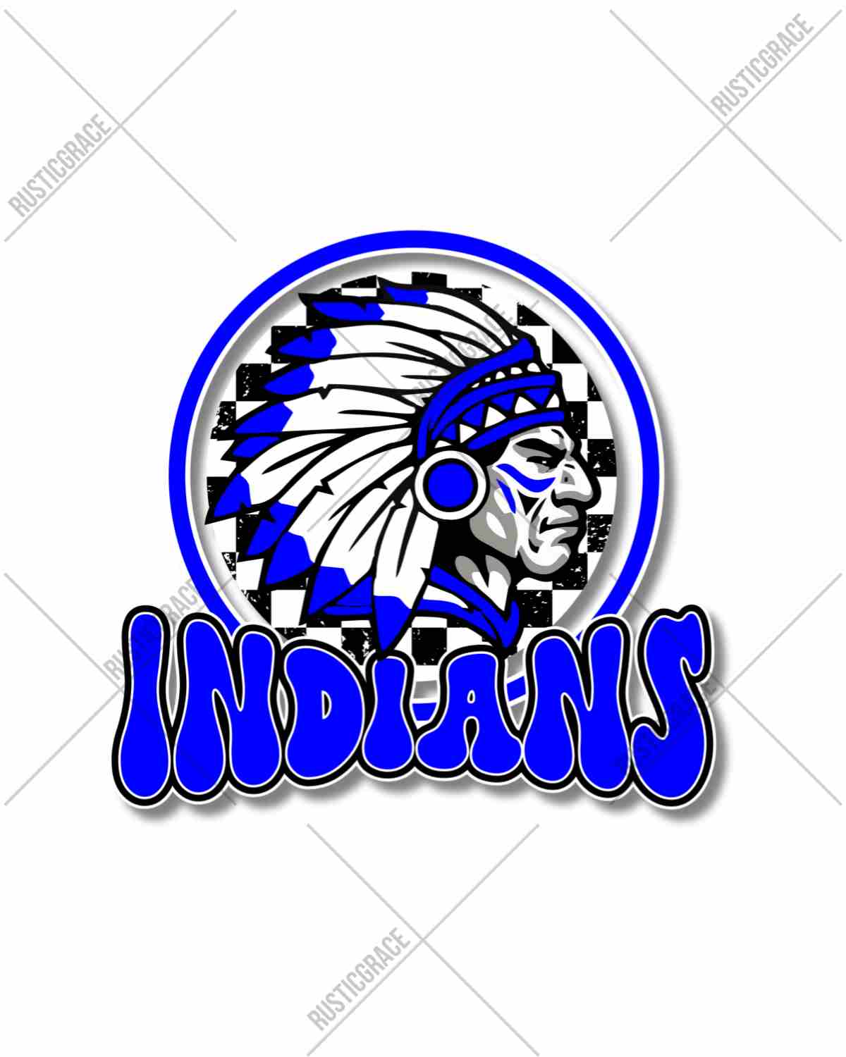 Indians Checkered Circle Retro DTF Transfer