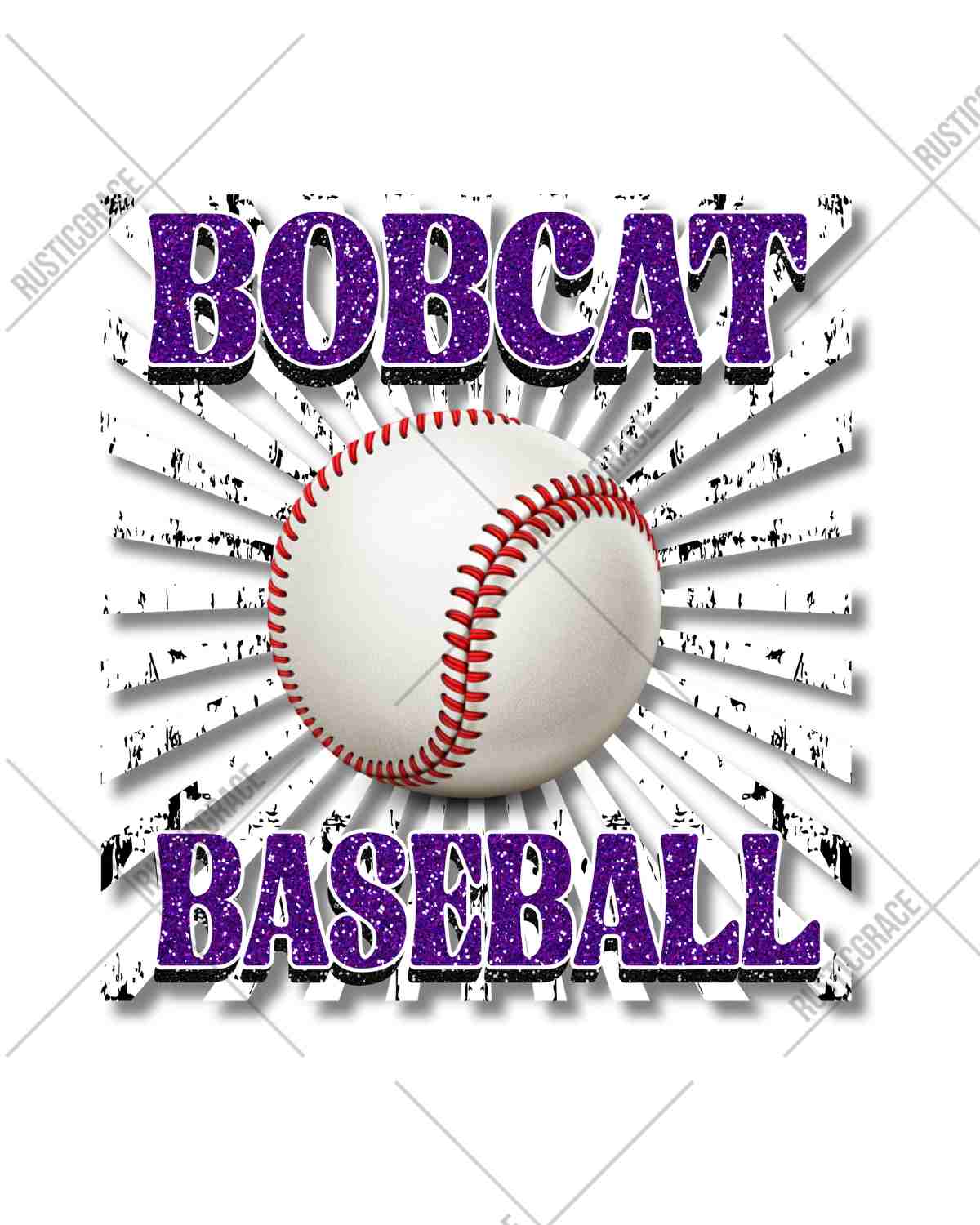 Bobcats Baseball Starburst Retro DTF Transfer