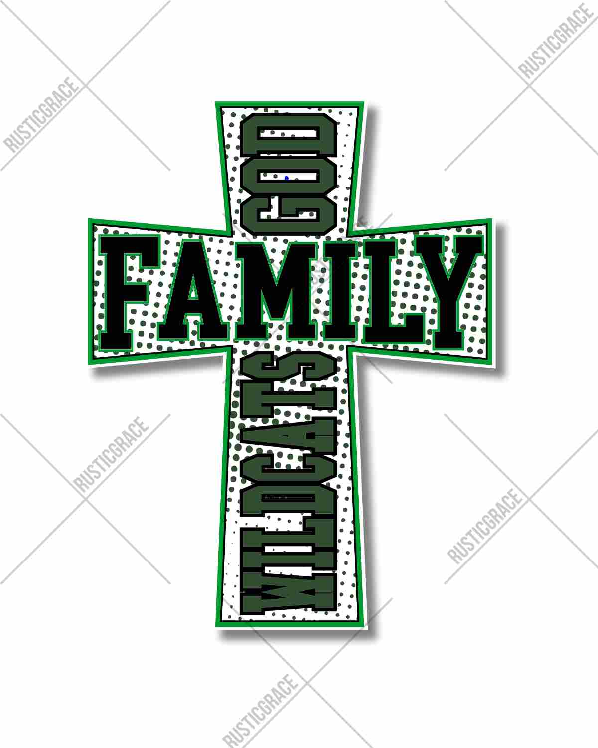 God Family Wildcats Cross Halftone DTF Transfer