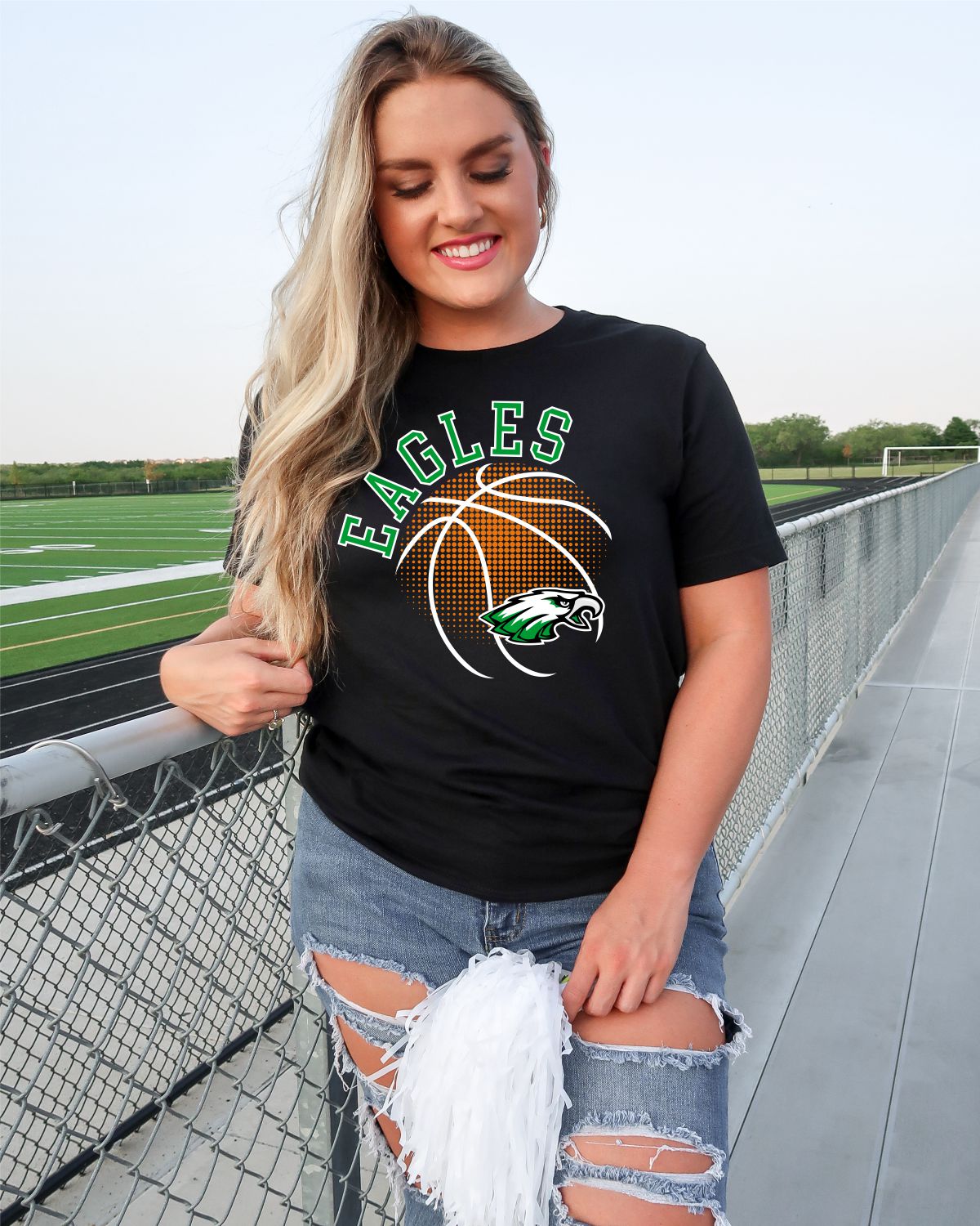 Eagles Basketball Halftone Ball DTF Transfer, rusticgracecompany.com