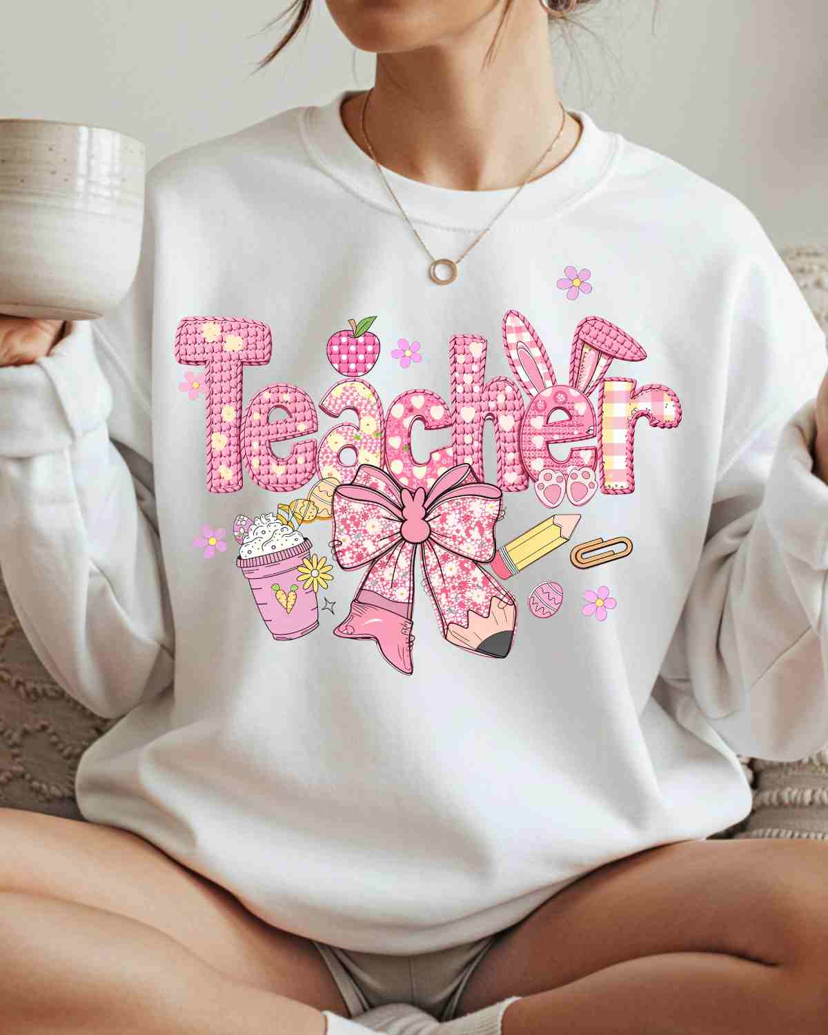 Easter Teacher Coquette Bow DTF Transfer