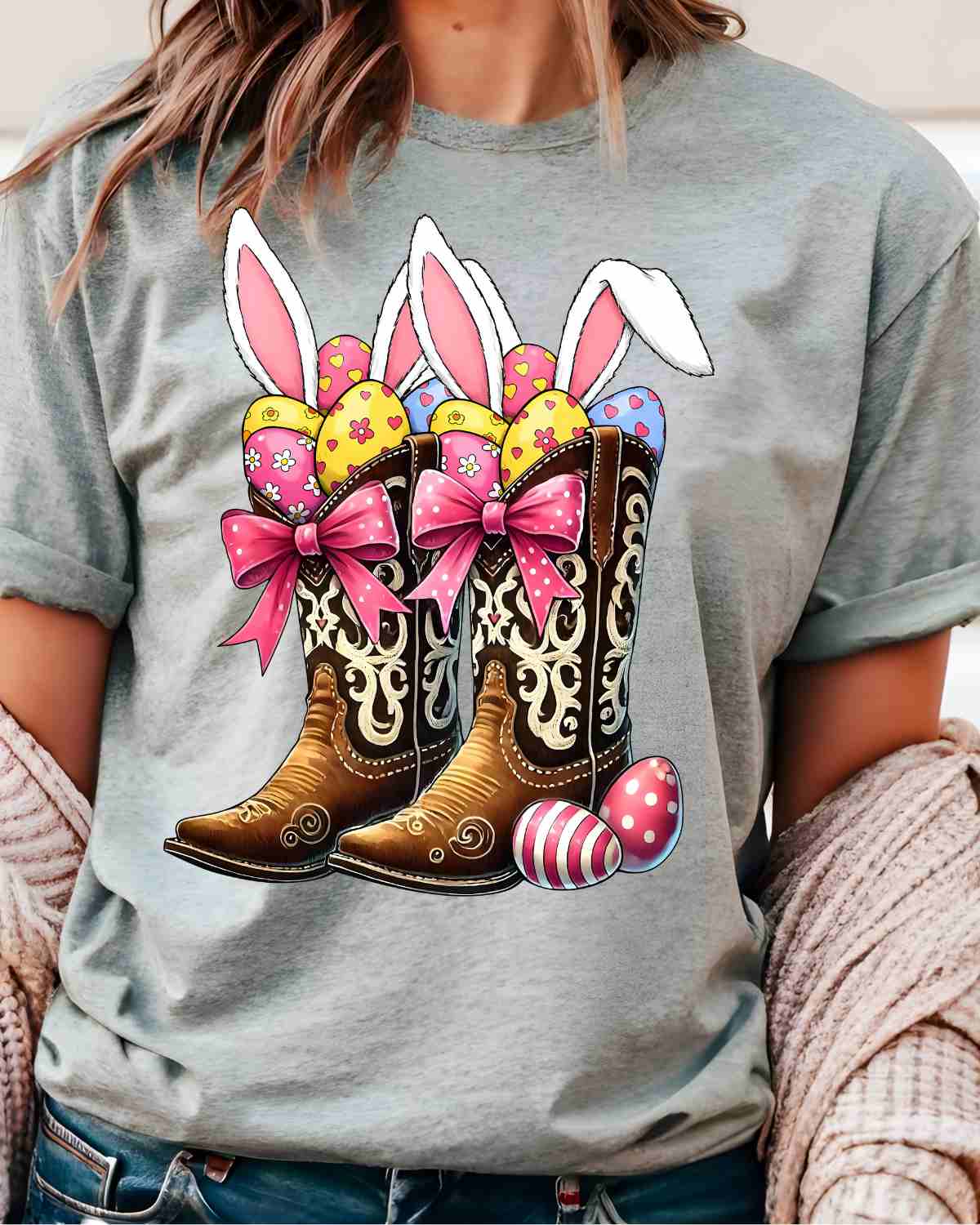 Easter Cowboy Boots DTF Transfer