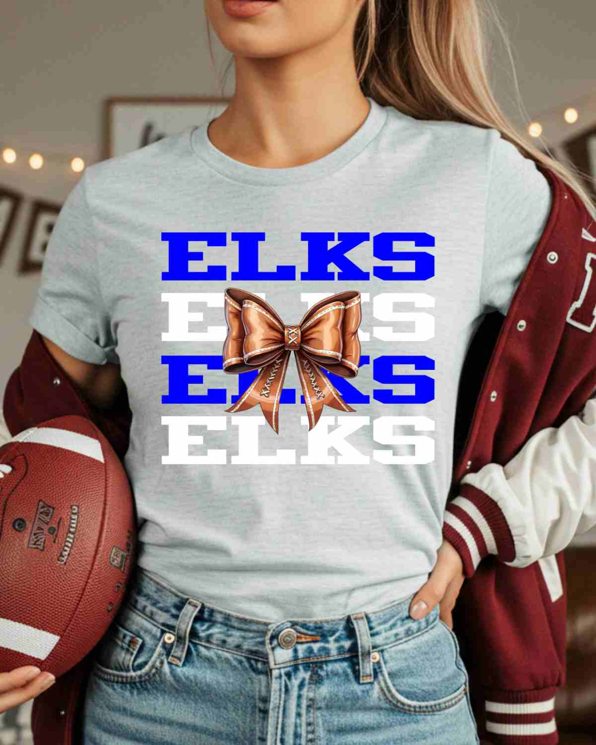 Elks Repeat Football Bow DTF Transfer - Rustic Grace Heat Transfer Company