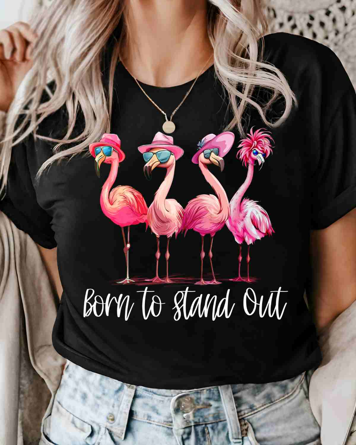 Born To Stand Out Flamingos DTF Transfer