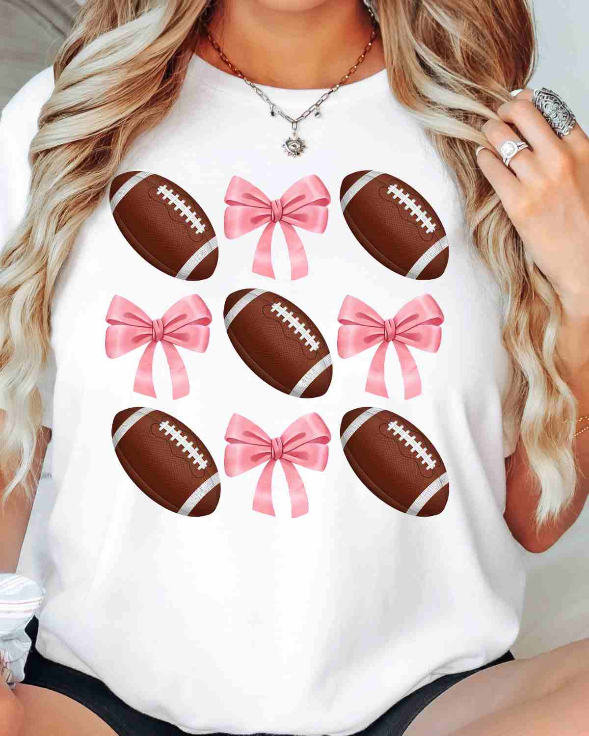 Footballs & Bows Coquette DTF Transfer