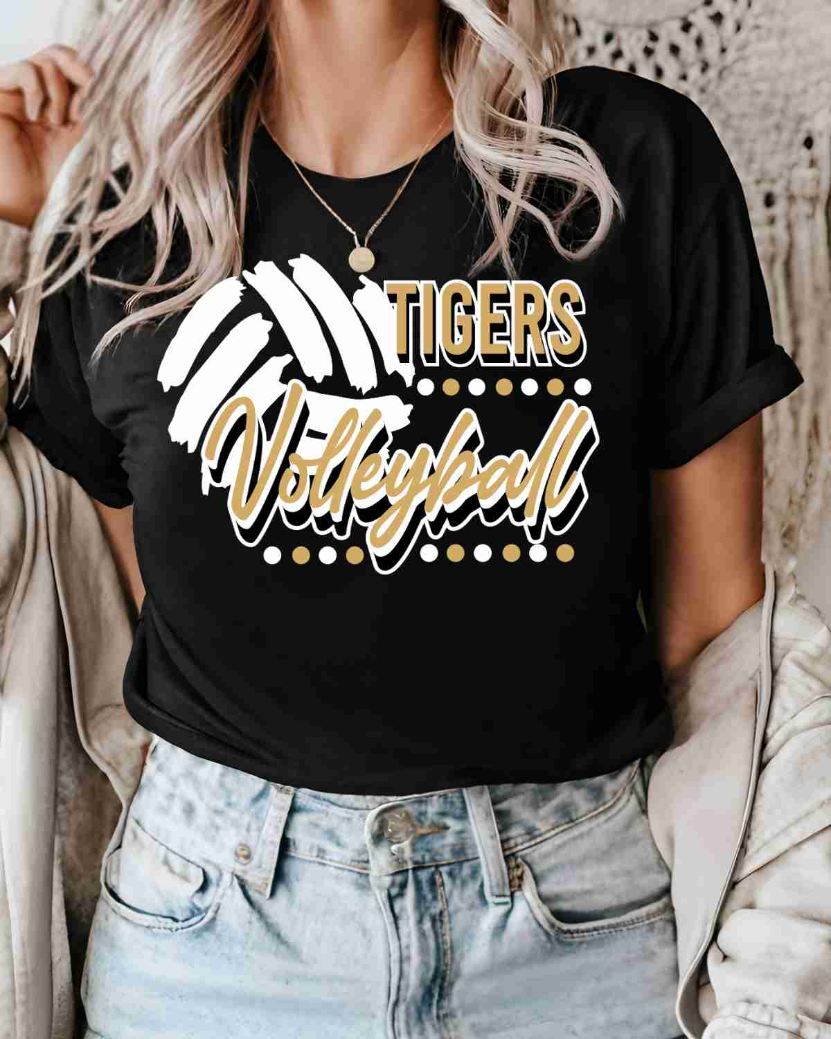 Tigers Volleyball with Dots DTF Transfer