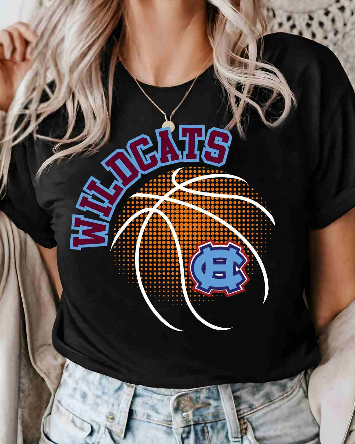 Hanover Central Wildcats Basketball Halftone DTF Transfer