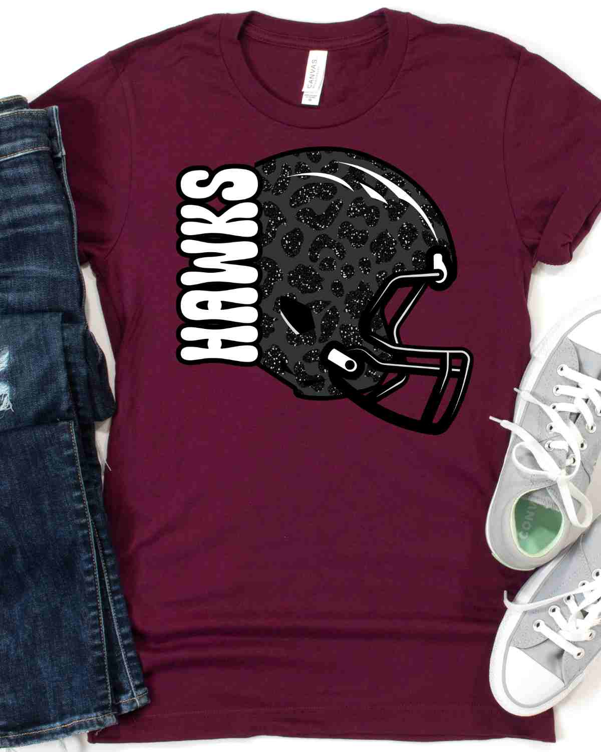 Hawks Leopard Football Helmet DTF Transfer