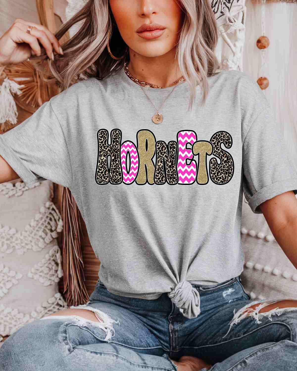 Hornets Leopard Pink Gold Word DTF Transfer