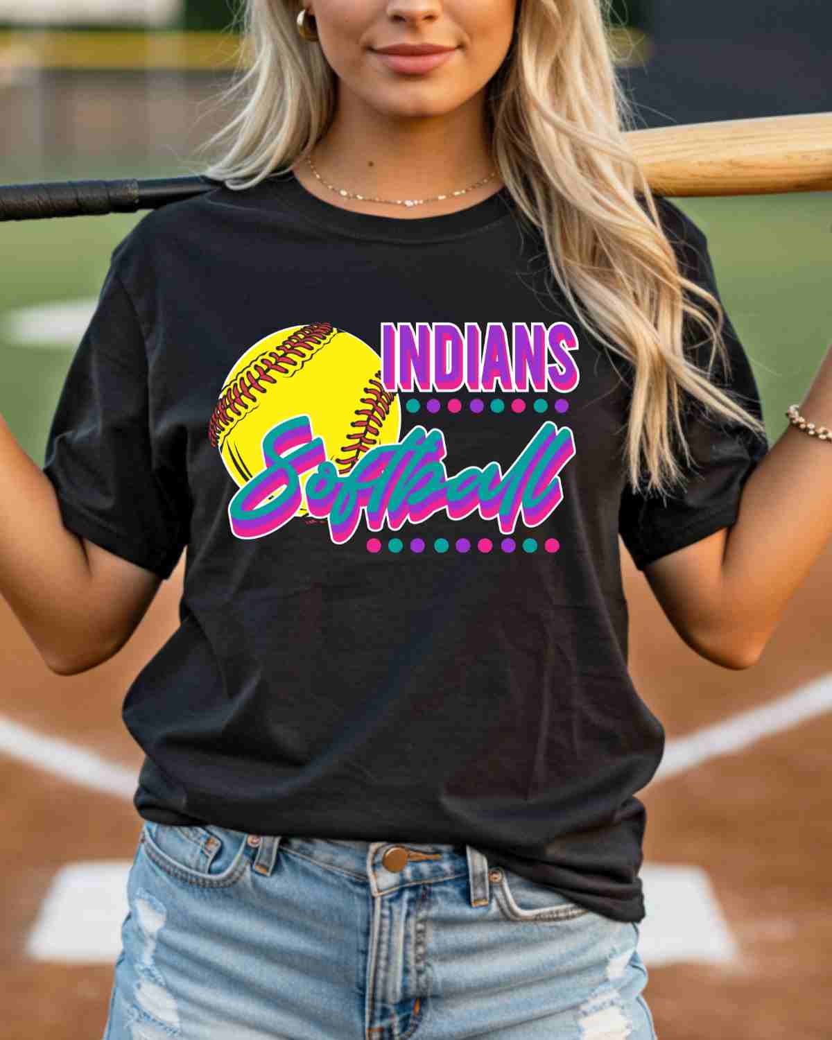 Indians Softball Dots DTF Transfer